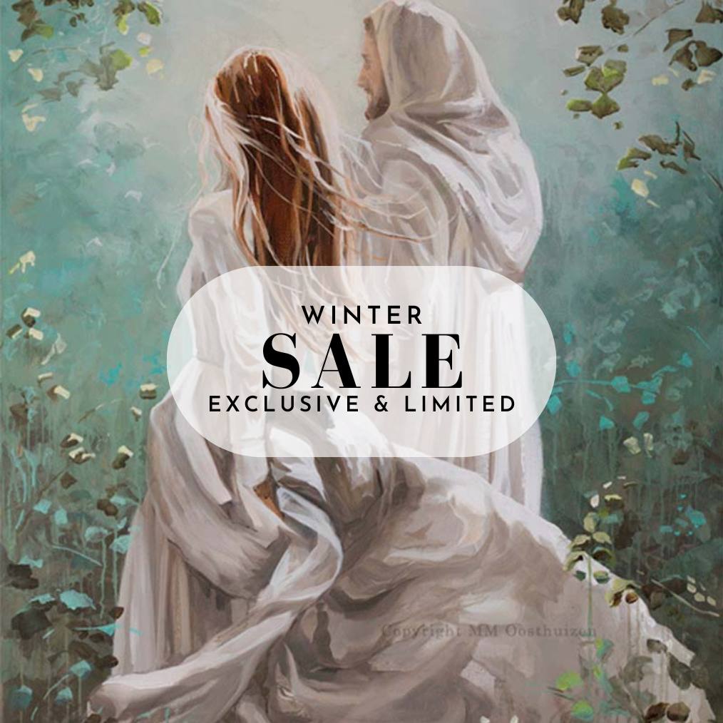 Canvas print of Jesus walking with a woman