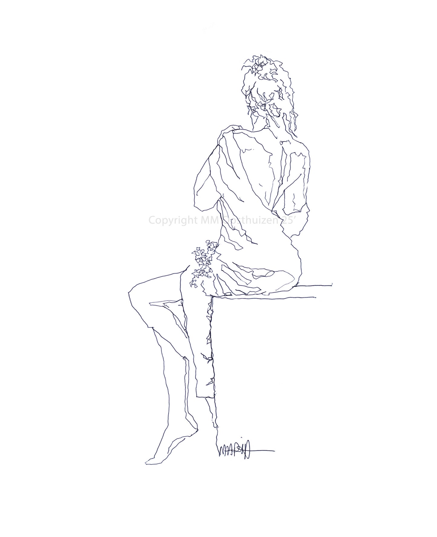Sitting with flowers