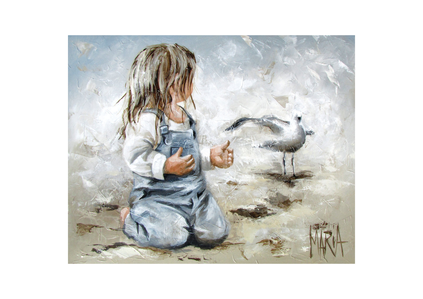 Dogtertjie en seemeeu| A3 Paper Print