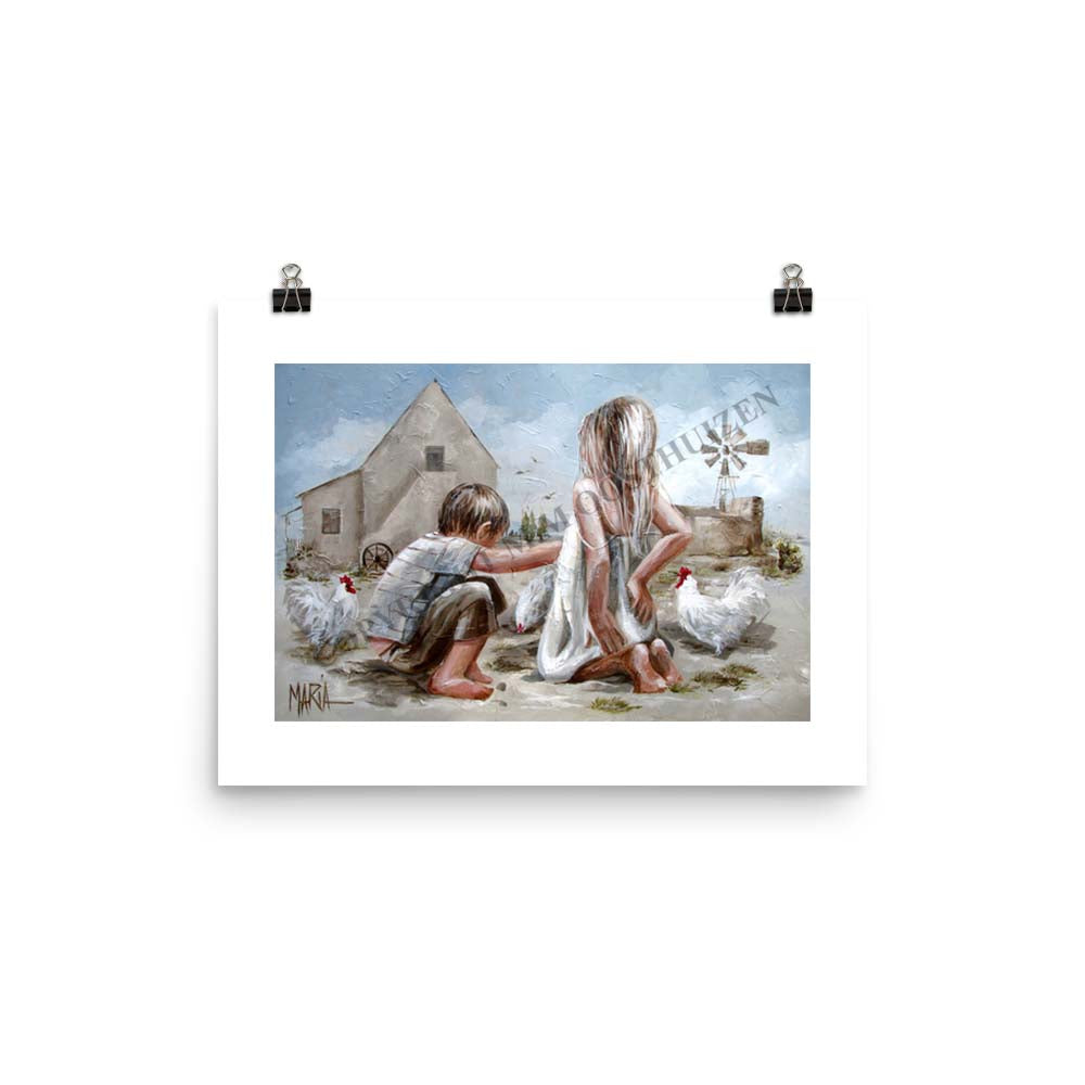 Plaas Toneel met Ossewa Wiel | A3 Paper Print
