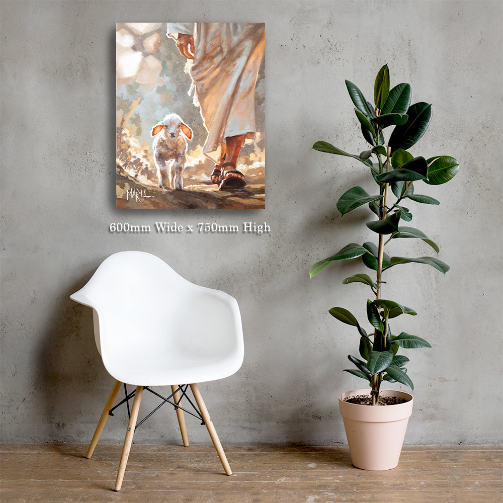 The Shepherd canvas print hanging in a warm home interior