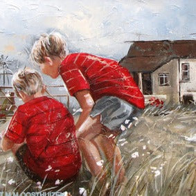 By die ou huis canvas print fine art by Maria Magdalena Oosthuizen