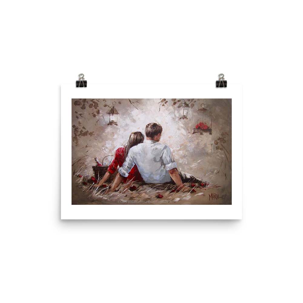 Romantic A3 fine art print securely flat-packed with protective white correx board.