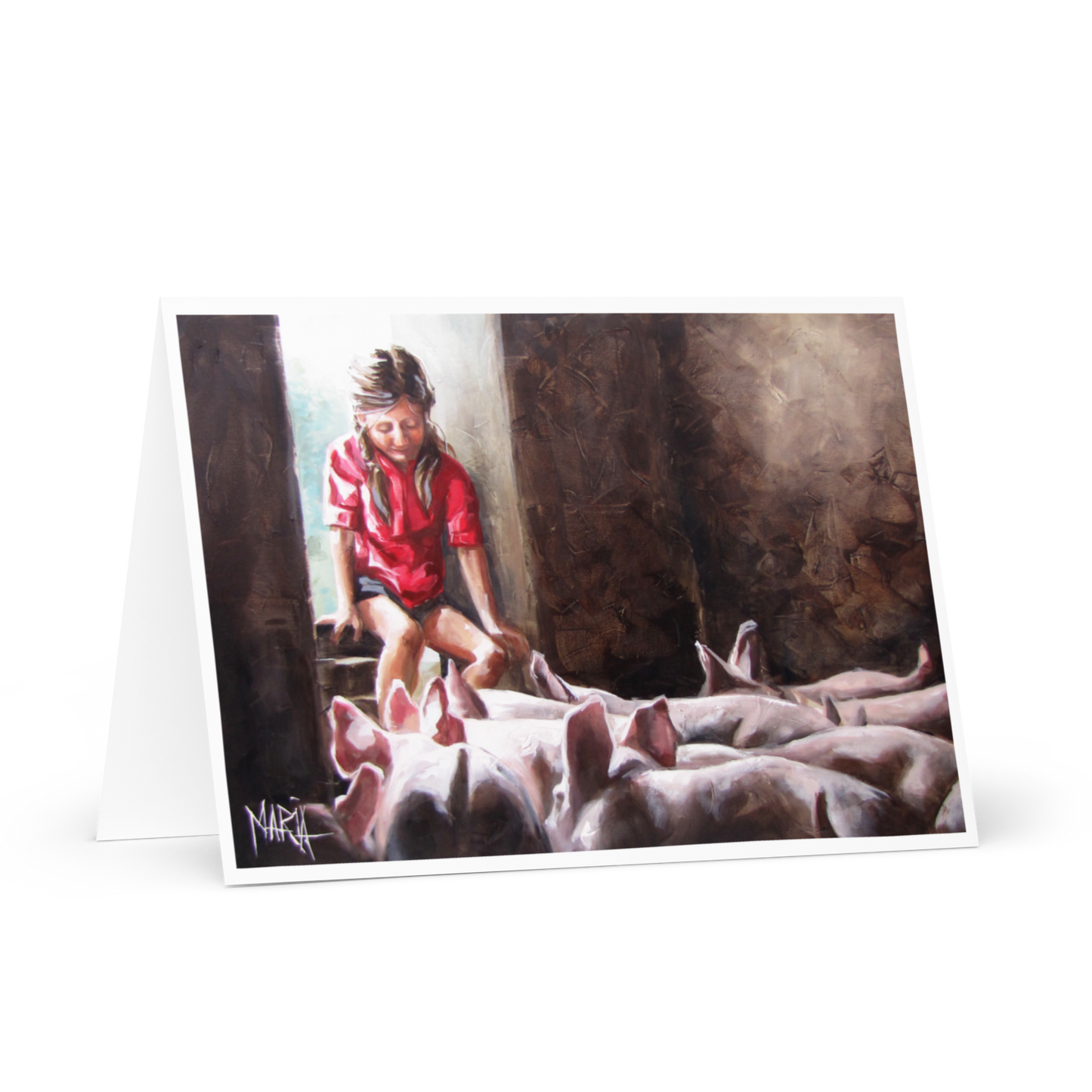 Feeding the pigs | Greeting Card