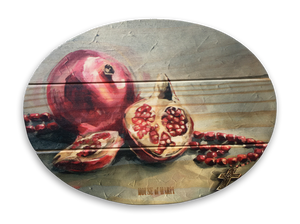 Pomegranates | Oval Wooden Board