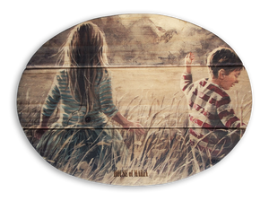 Joy in the field | Oval Wooden Board