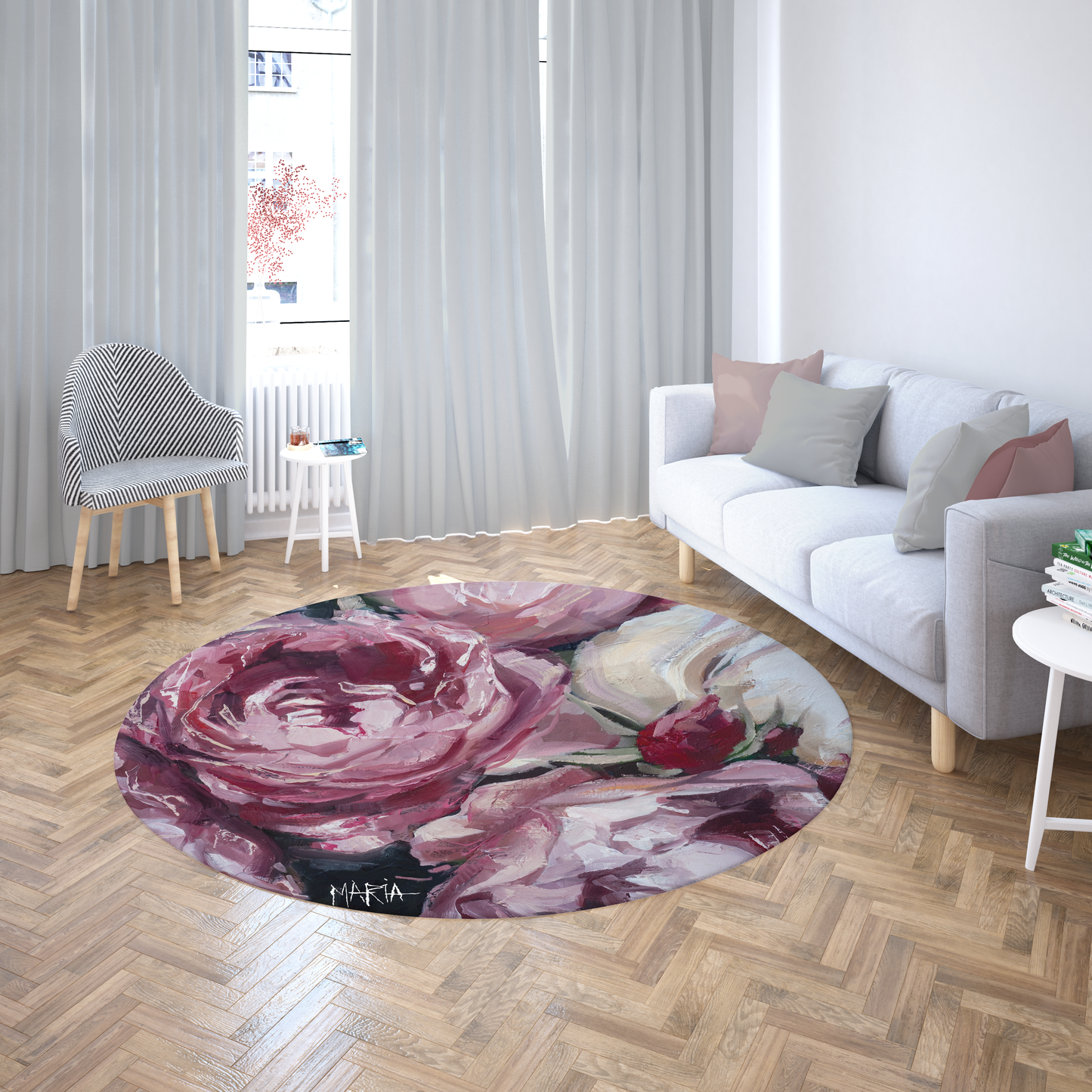 Flowers in Bloom | Woven Chenille Round Rug