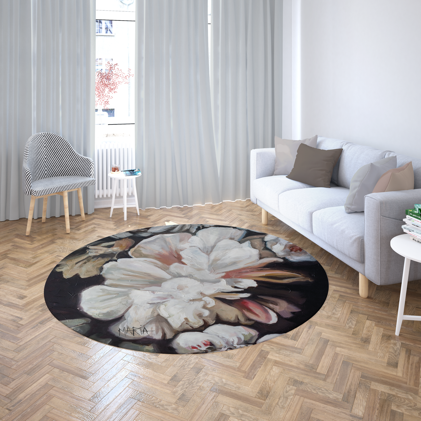 Flowers in Bloom | Woven Chenille Round Rug