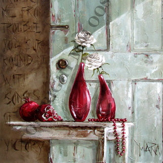 Groen deur met granate