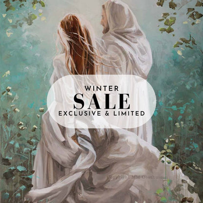 Canvas print of Jesus walking with a woman