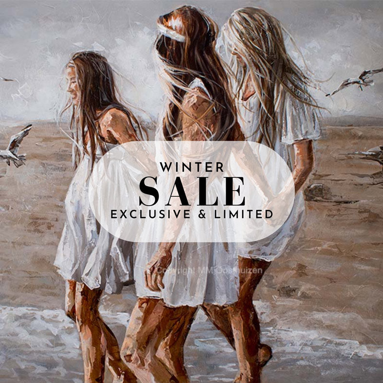 Canvas print of three sisters n the beach