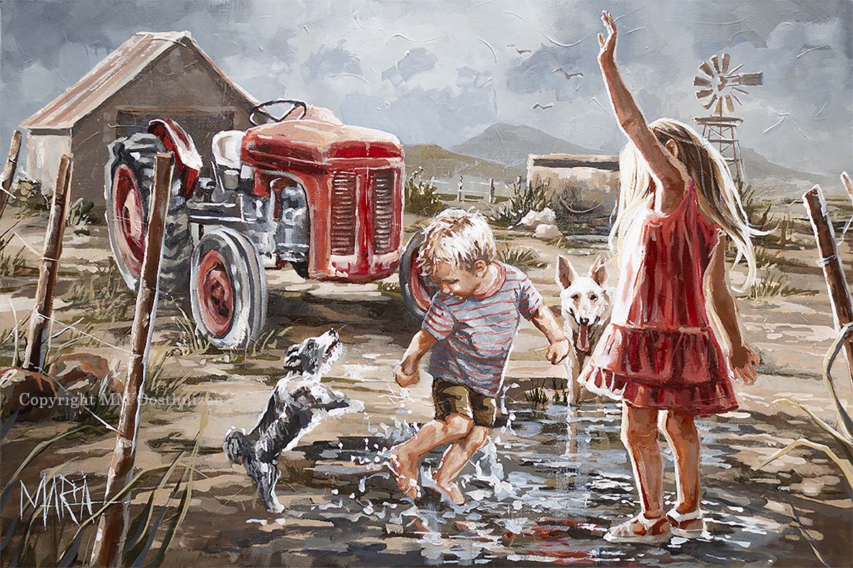 Twee Brakke en 'n Trekker | A4 Paper Print