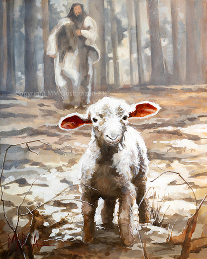 Never Lost fine art print, inspirational spiritual artwork, A3 size, House of Maria Magdalena Oosthuizen. sheep