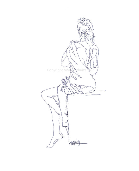 Sitting with flowers
