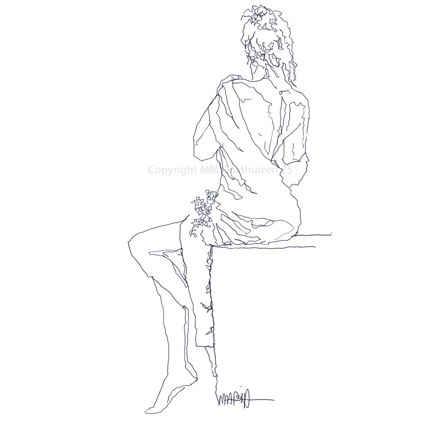 Sitting with flowers