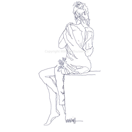 Sitting with flowers