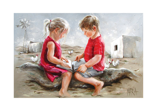 Kinders met boek| A3 Paper Print