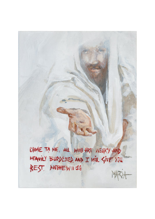 I will give you rest A3 paper print, faith-based worship art by Maria Magdalena Oosthuizen | House of Maria