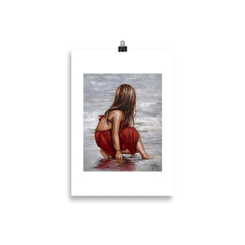 Rooi op die strand | A4 Paper Print