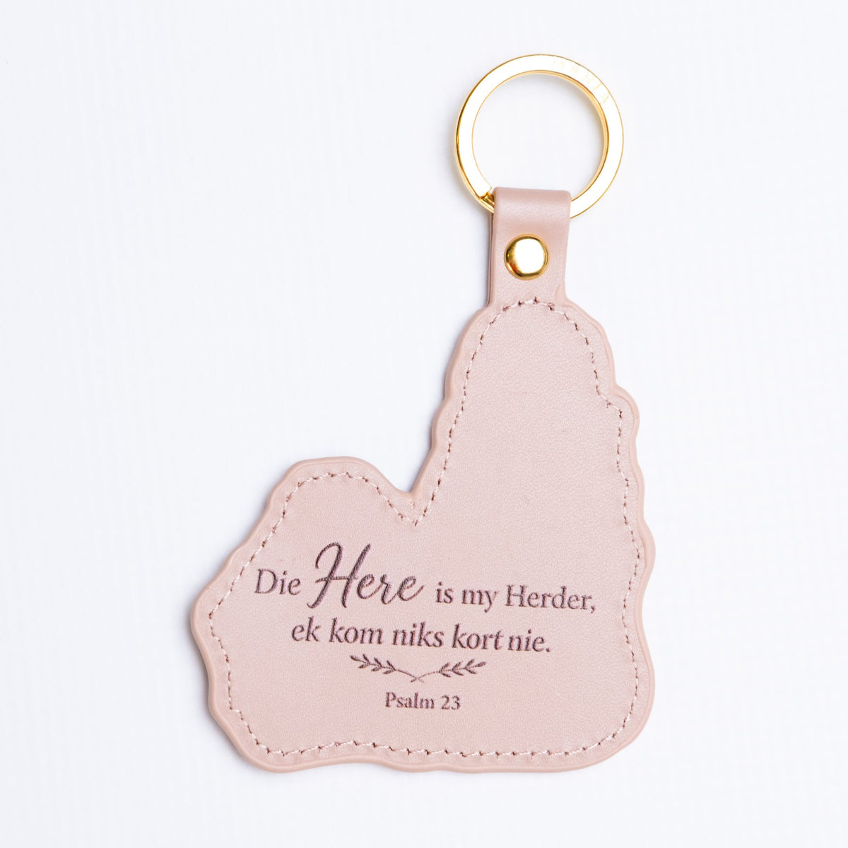 Once Upon a Lamb key ring back — Die Here is my Herder, Psalm 23 by Maria Magdalena Oosthuizen | Christian key ring | House of Maria