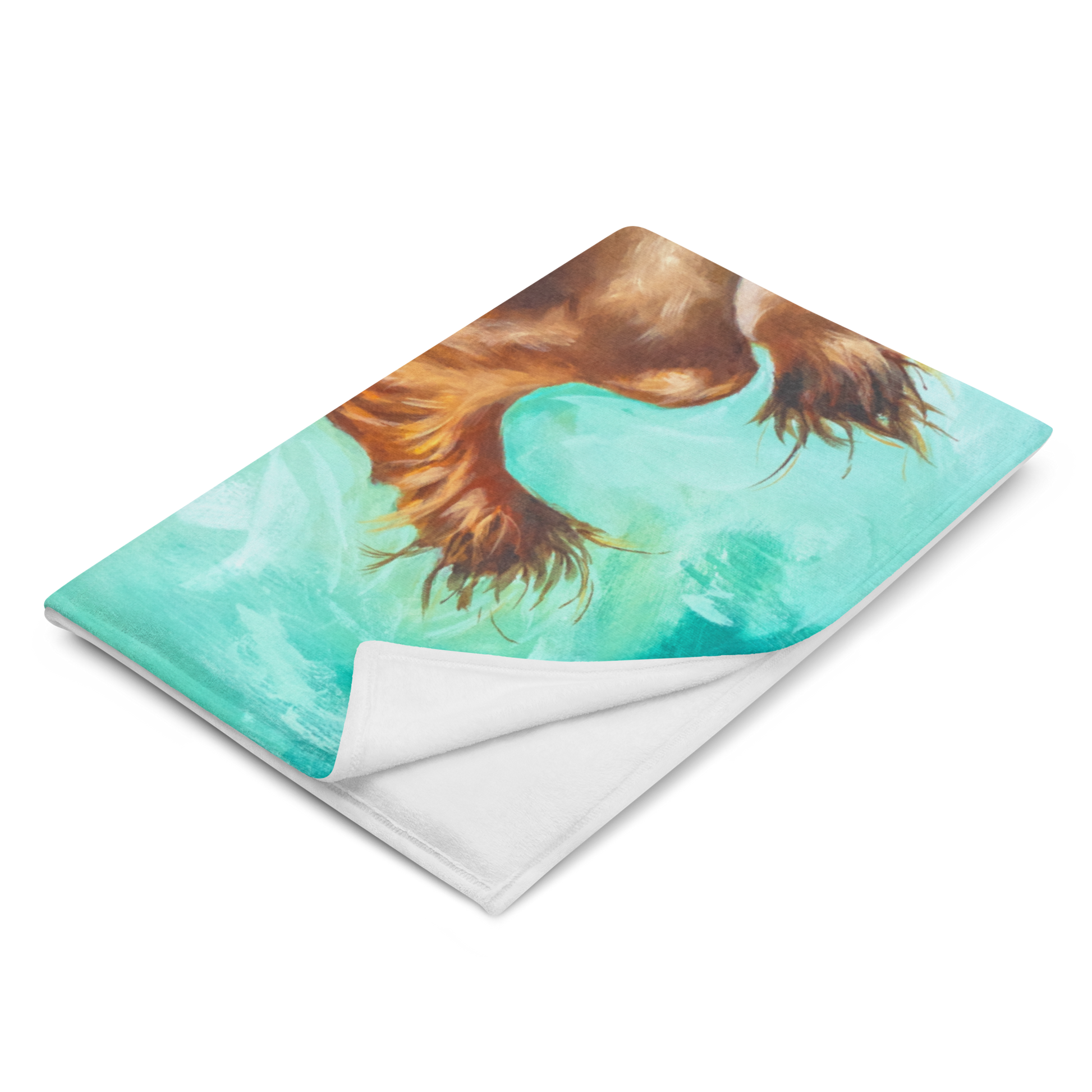 Notebook with a design of a dog's face on a turquoise background