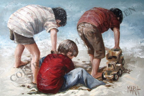 Three boys on the beach