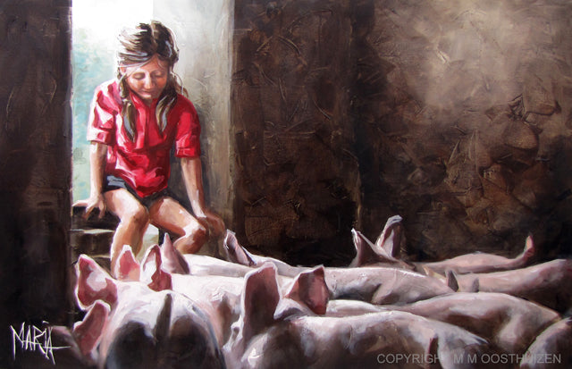 Feeding the pigs | Canvas Prints