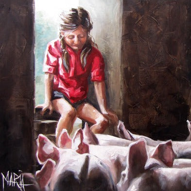 Feeding the pigs | Canvas Prints