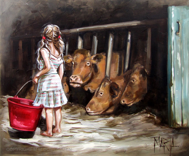 Feeding the cows | Canvas Prints