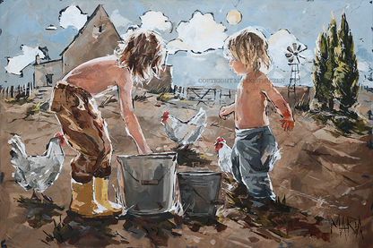 Geel stewels op die plaas | A3 Paper Print
