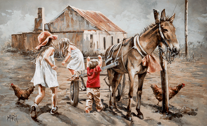 A3 top-selling farm art print securely packed with protective correx board for shipping.