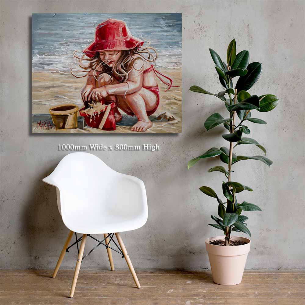 Dogtertjie in rooi | Canvas prints