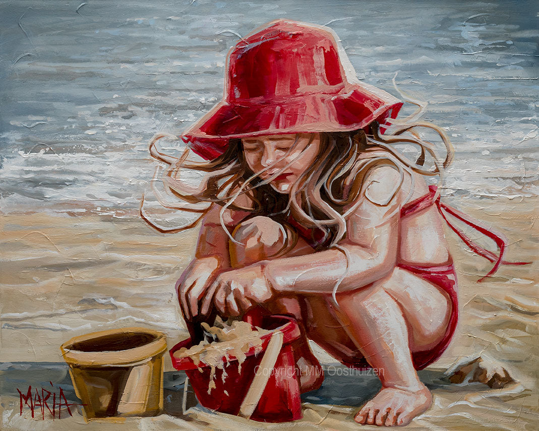 Dogtertjie in rooi (Oil)