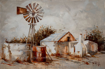 'n Plek fine art print by House of Maria, South African landscape scene on A3 paper with white borde