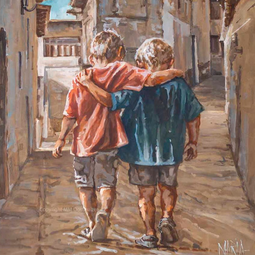 Big Plans child art print by Maria Magdalena Oosthuizen, whimsical figurative painting, A3 premium paper with white border.