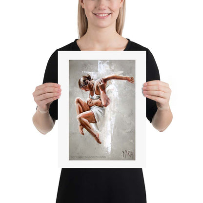 Dance with my King fine art print, spiritual figurative painting by Maria Magdalena Oosthuizen, A3 paper size House of Maria.