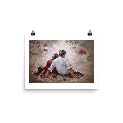 Romantic A3 fine art print securely flat-packed with protective white correx board.