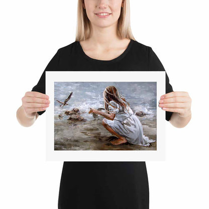 Feeding the seagulls | A3 Paper Print