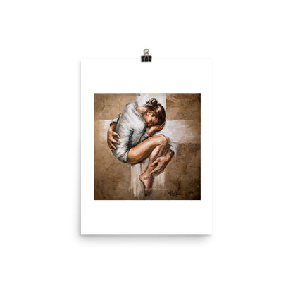 A3 fine art print 'My Protector' securely wrapped with protective white correx board for shipping.