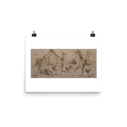 Baljaar tussen die hoenders | A3 Paper Print