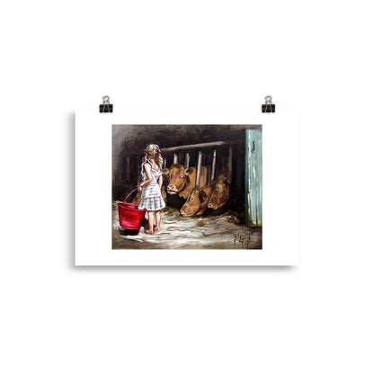 Feeding the cows | A4 Paper Print