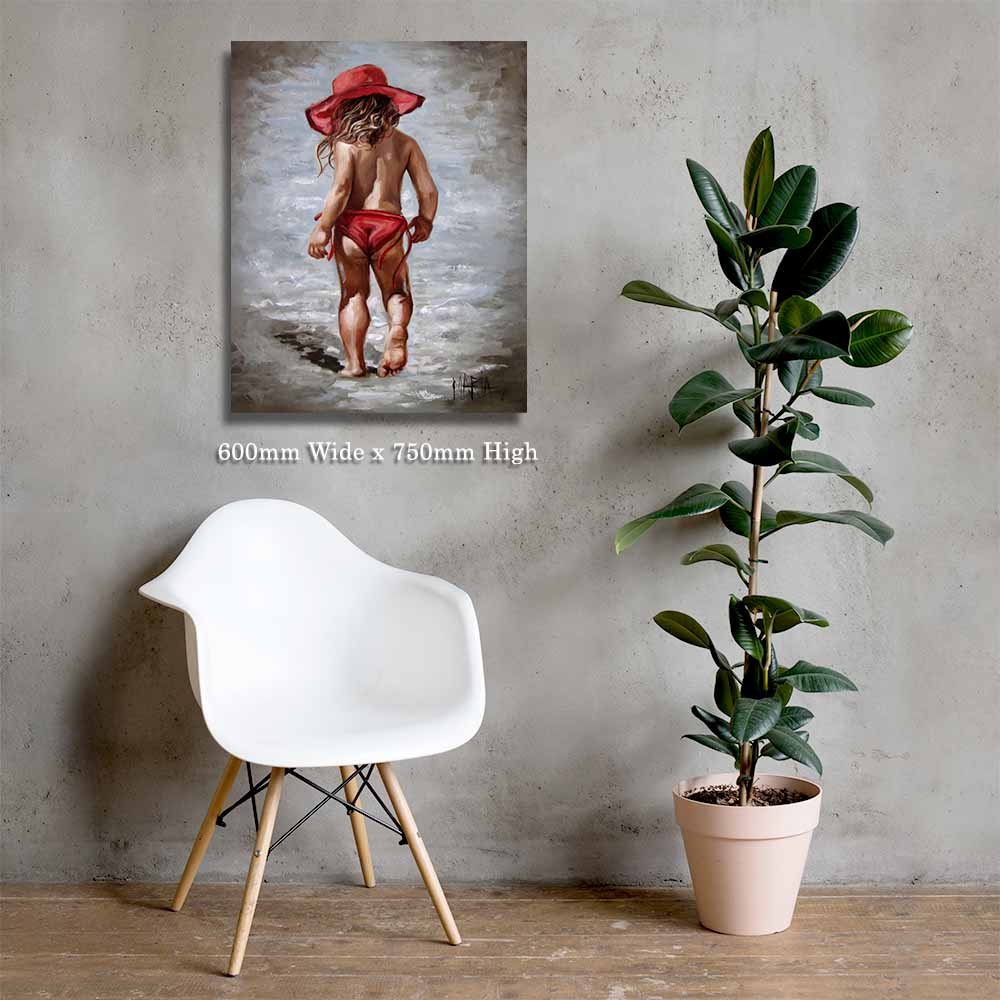 Rooi hoed op die strand | Canvas Prints