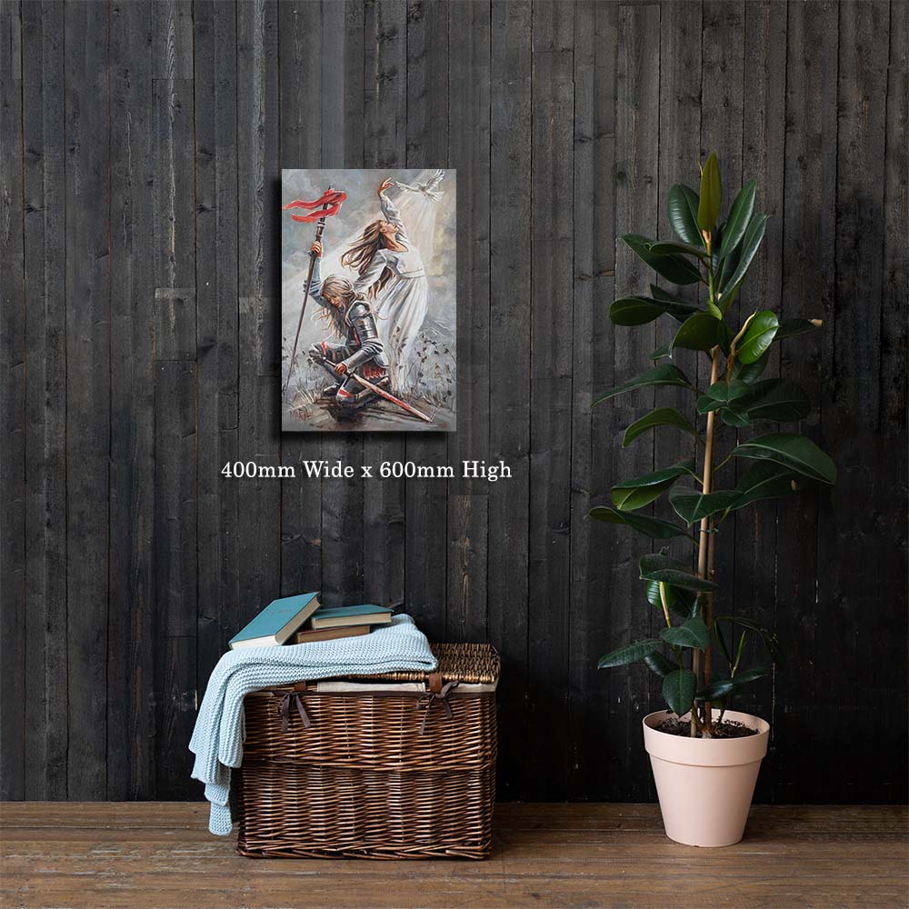 Armour canvas print side view showing wrapped canvas edge