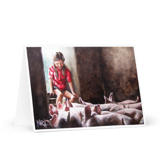 Feeding the pigs  | Greeting Card