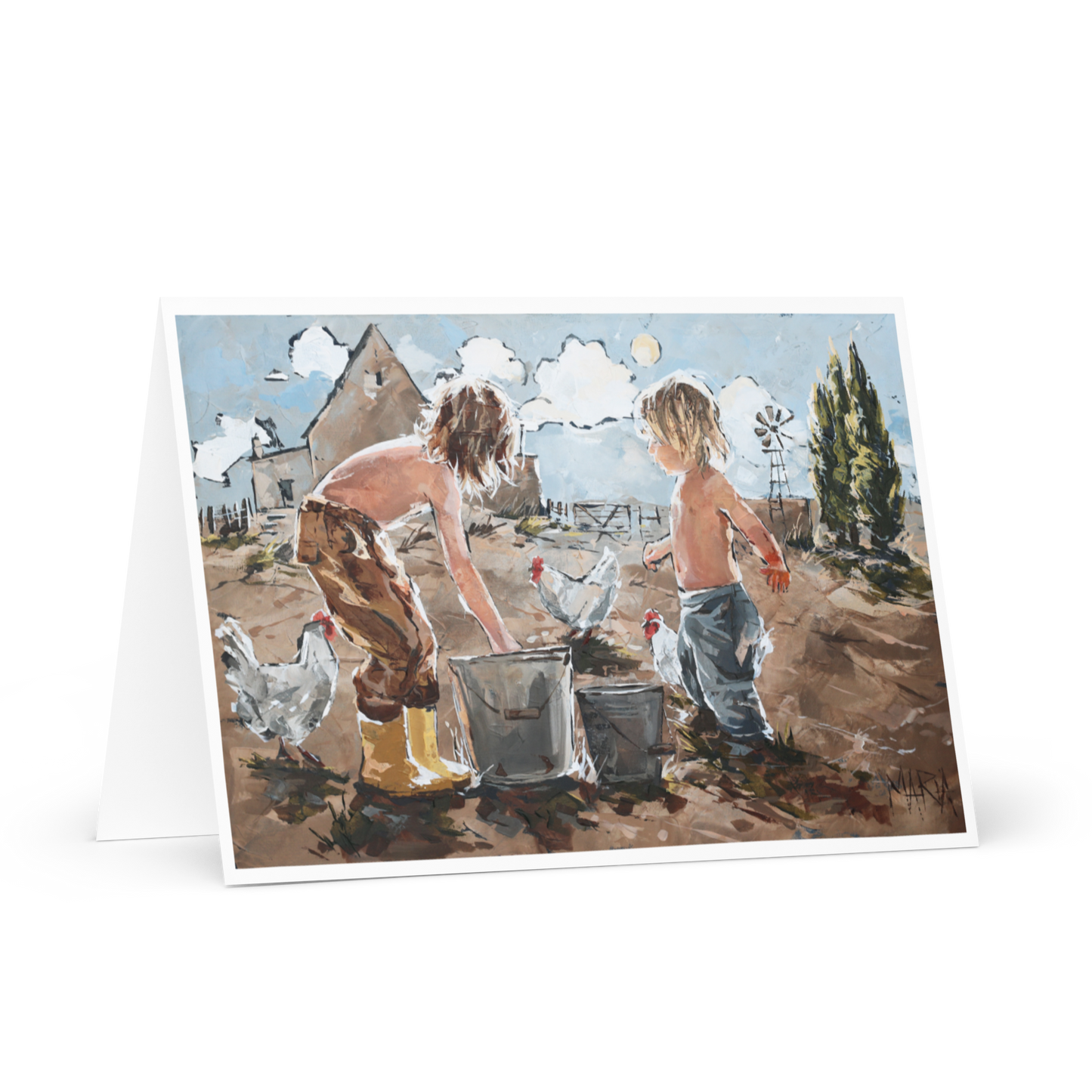 Geel stewels op die plaas | Greeting Card