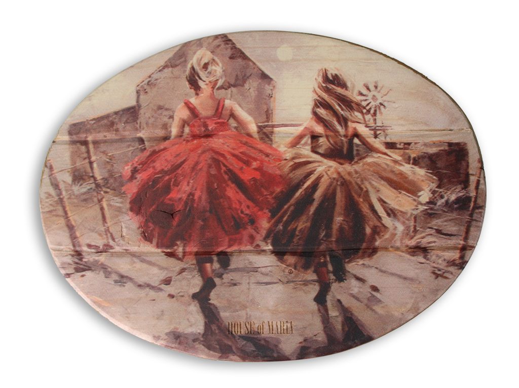 Tutus op die plaas | Oval Wooden Board