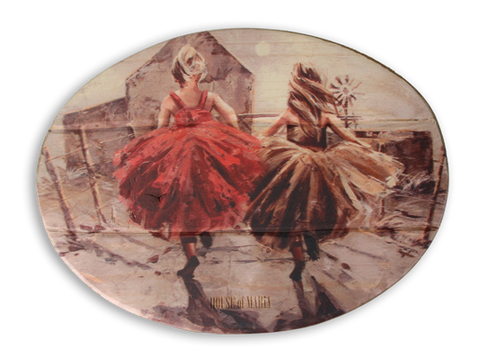 Tutus op die plaas | Oval Wooden Board